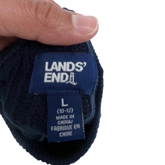 NWT Lands End Kids Boys Sweater Large 10-12 Navy Christmas Tree Truck Holiday - Picture 7 of 12